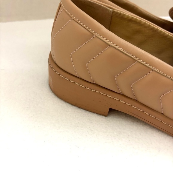 Aldo Tan Quilted W/ Gold Buckle Almond Toe Comfort Loafer Shoe (8) - Picture 4 of 12